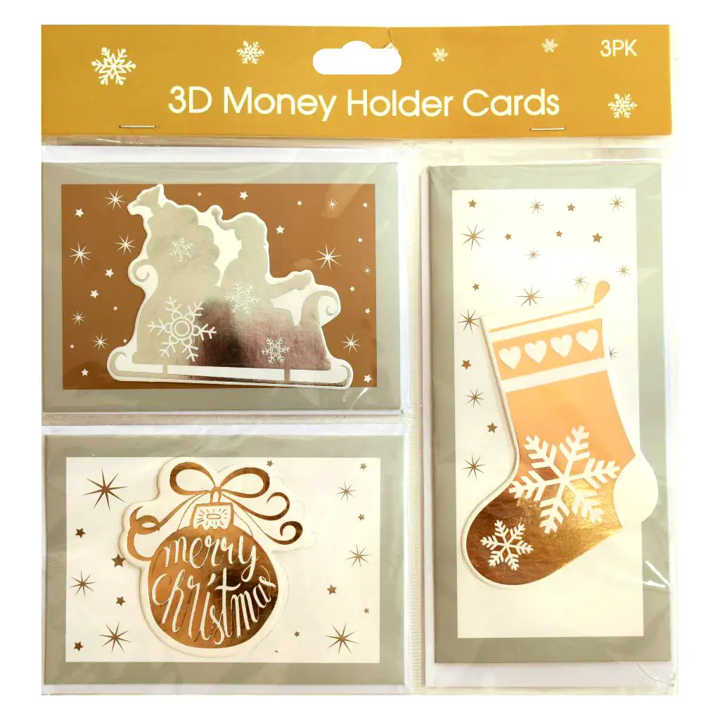 Karácsonyi 3D-s üdvözlőkártya szett borítékkal 3db-os többféle változatban kép 2