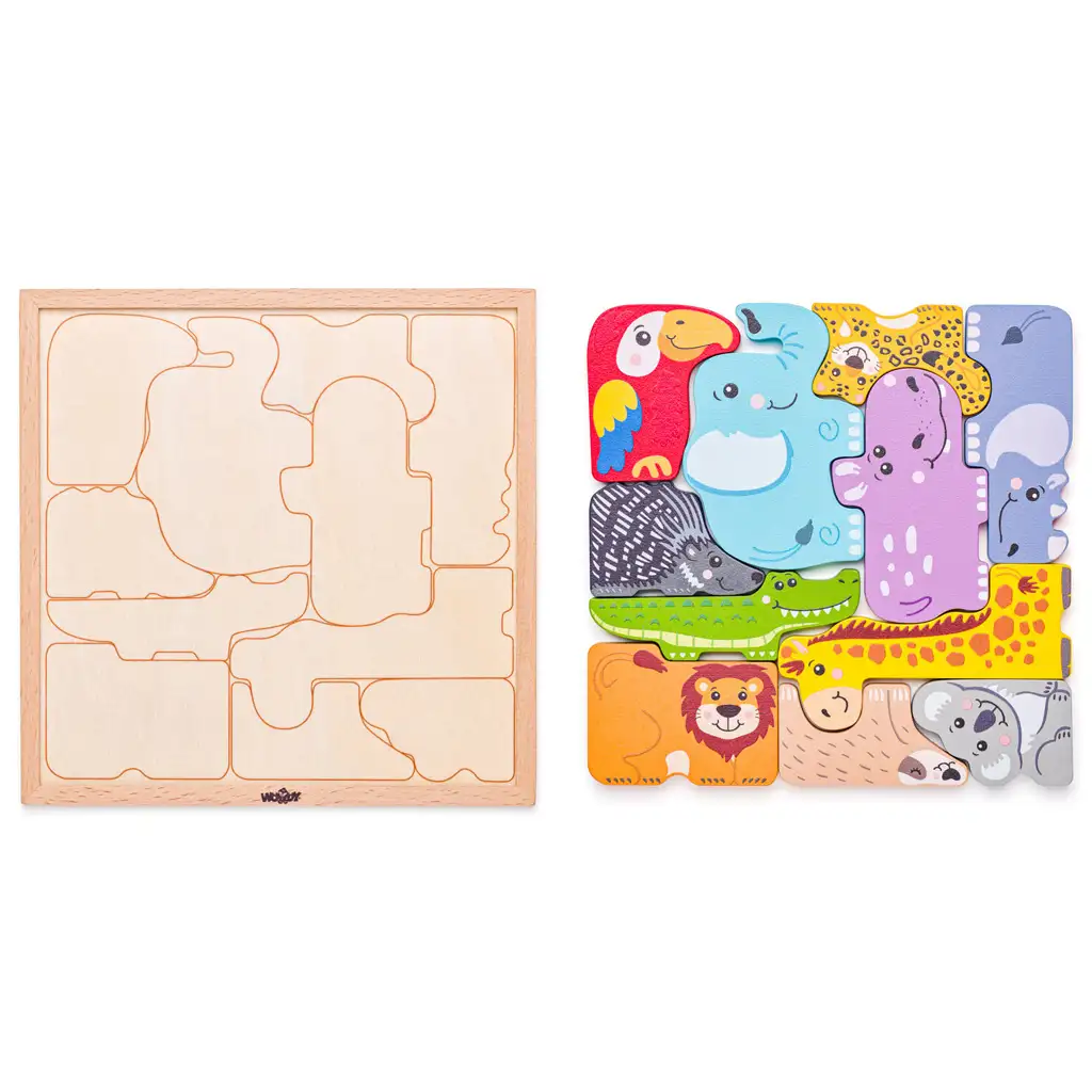 Állatos fa formakirakó puzzle - Woodyland kép 2