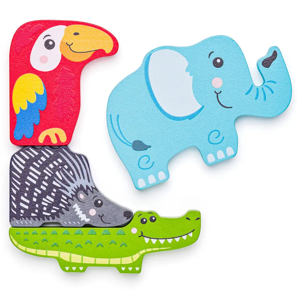 Állatos fa formakirakó puzzle - Woodyland kép 3