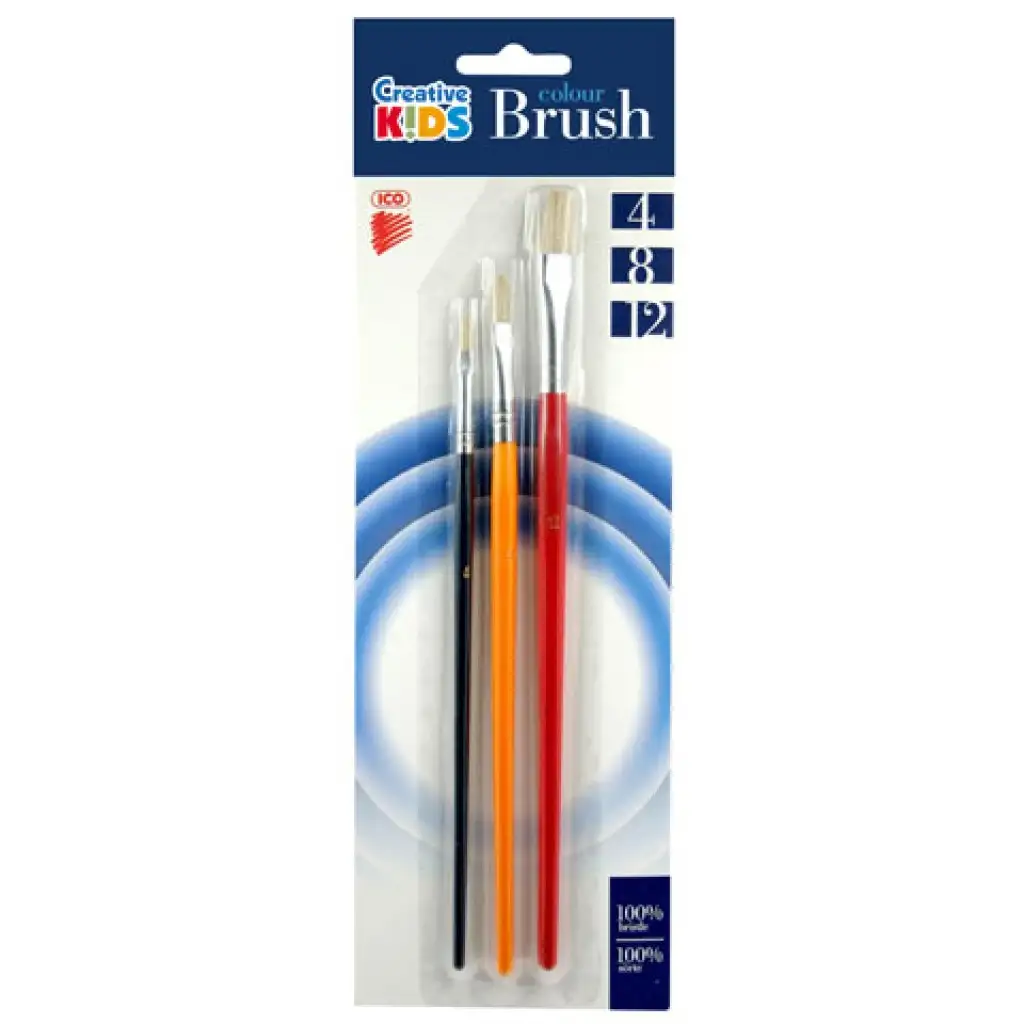 ICO: Festett fanyelű póniszőr ecset háromféle méretben