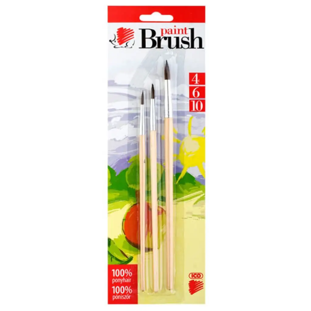 ICO: natúr fanyelű póniszőr ecset háromféle méretben kép 1