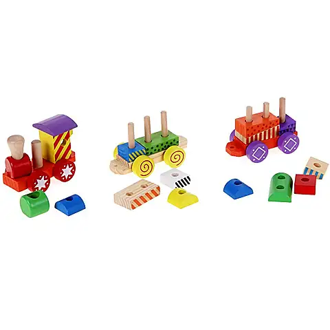 Színes fa vonat építőelemekkel kép 2