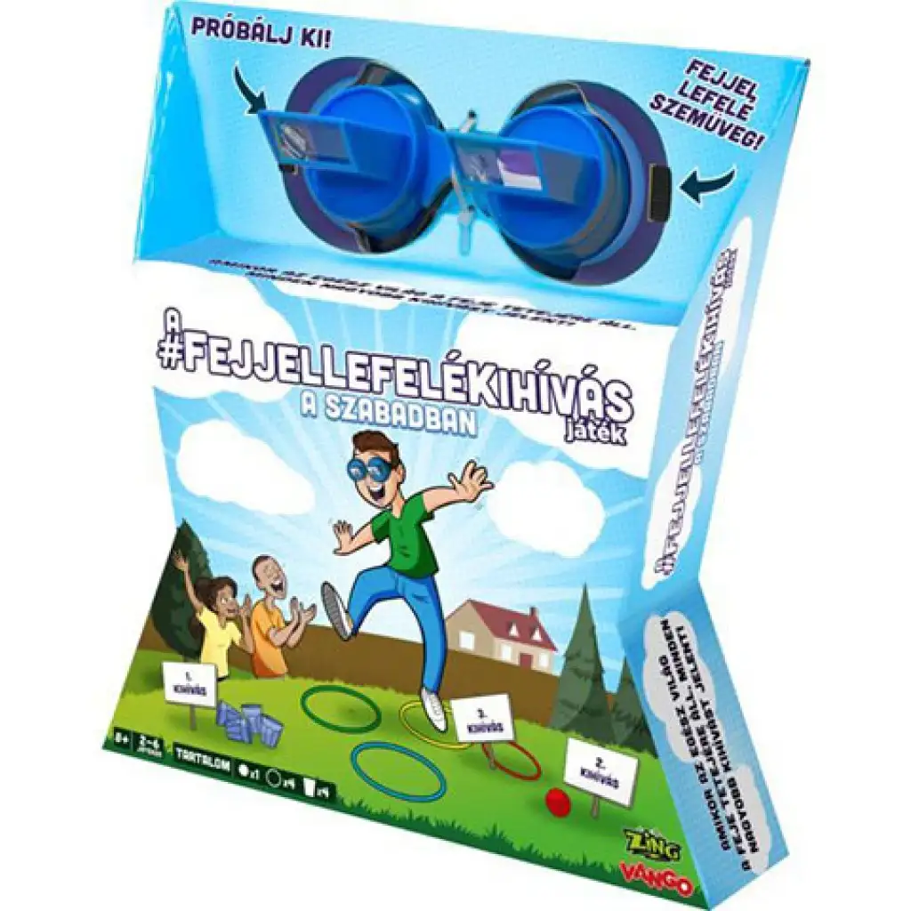 A Fejjel lefelé kihívás játék a szabadban társasjáték