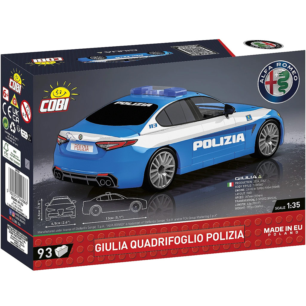COBI: Alfa Romeo Giulia Quadrifoglio rendőrautó építőjáték (24606) kép 3