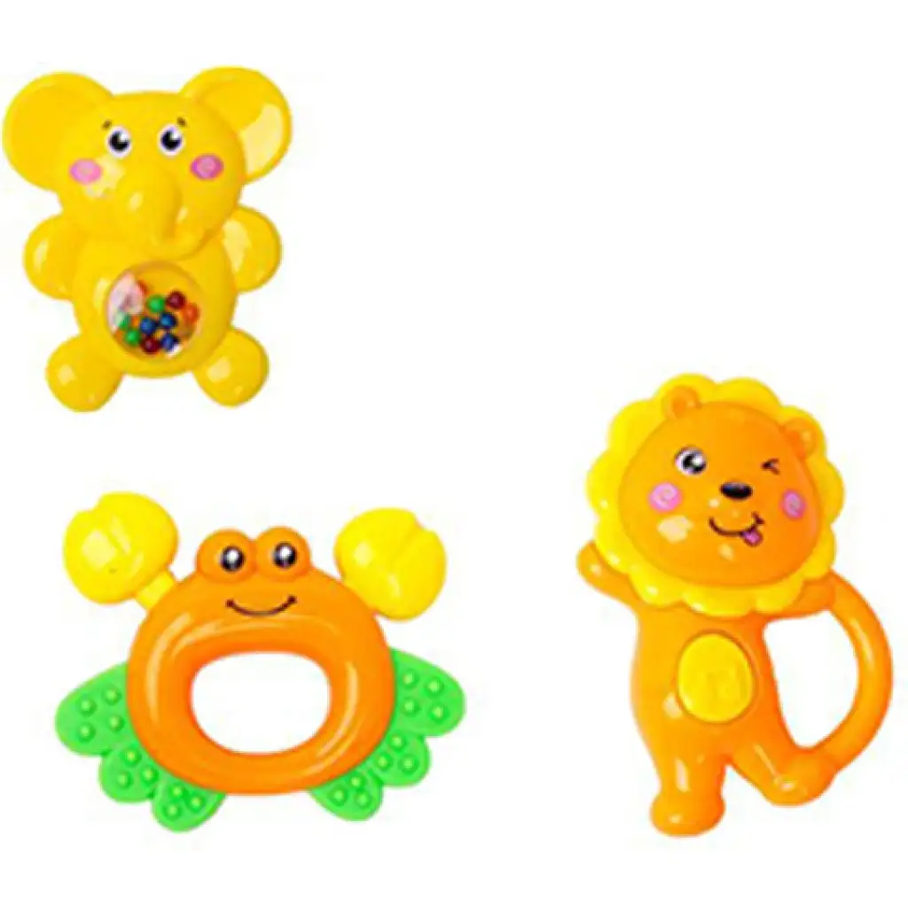 Állatos csörgő és rágóka 3db-os szett