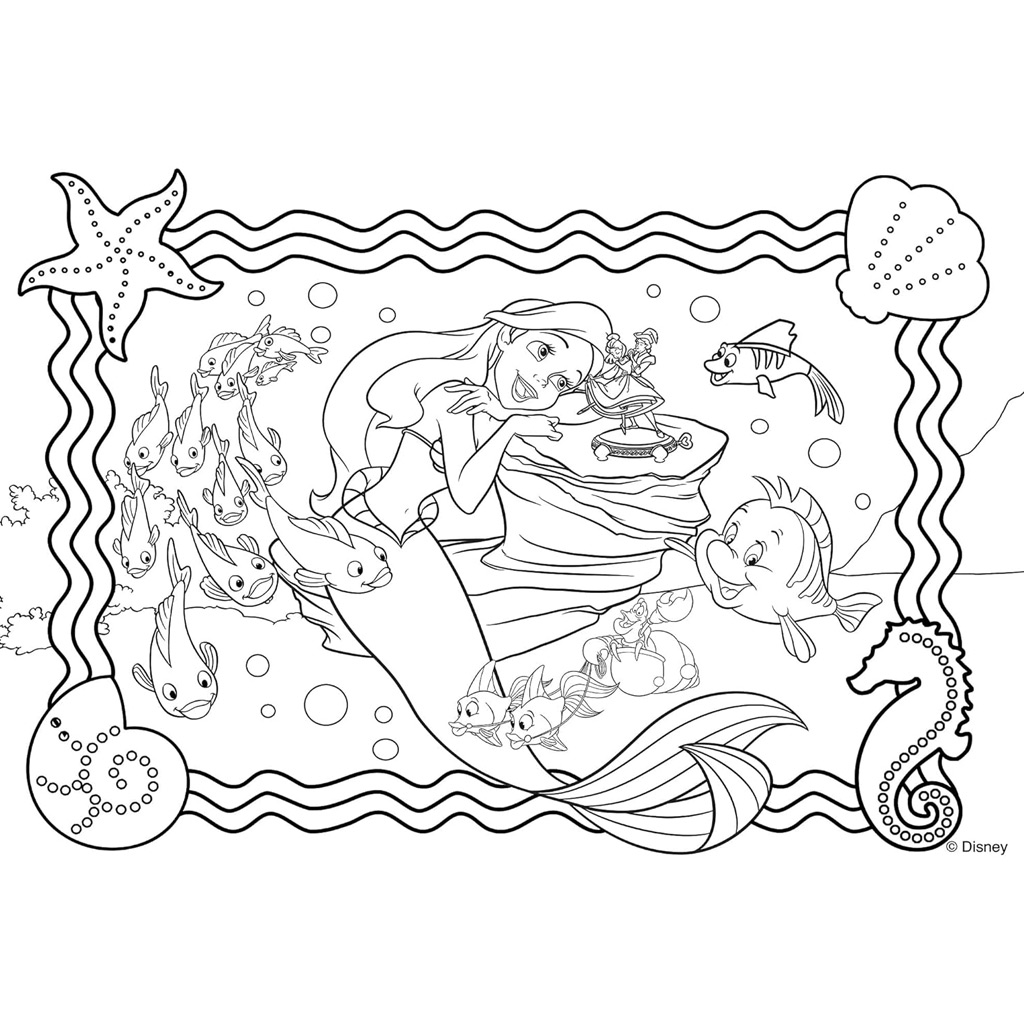 Ariel a kis hableány 2 az 1-ben 250db-os puzzle és színező 50x35cm - Lisciani kép 3