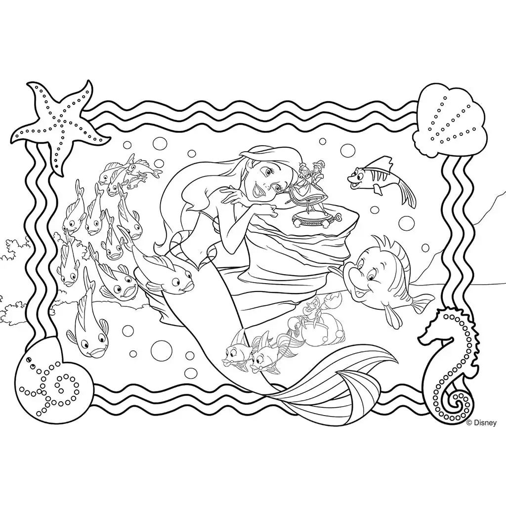 Disney Ariel 2 az 1-ben 60db-os maxi puzzle és színező 70x50cm - Lisciani kép 2