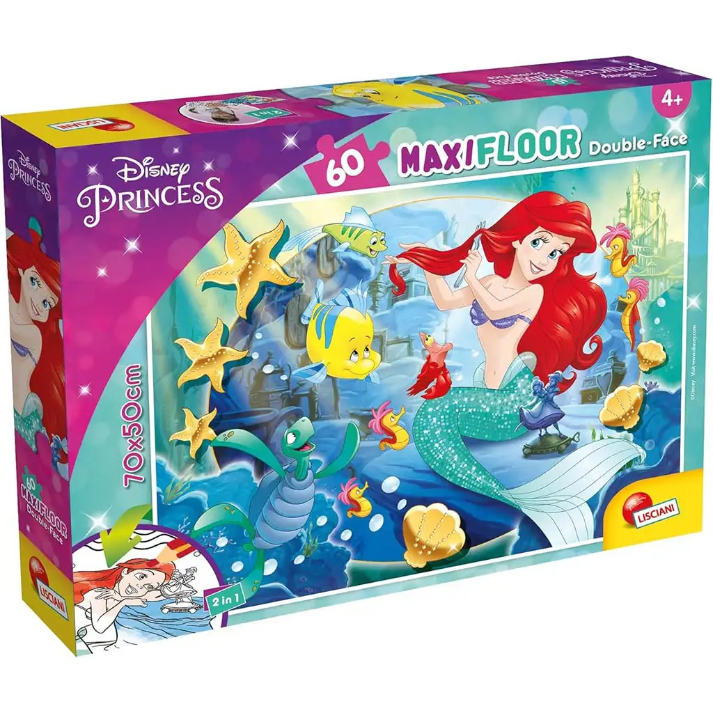 Disney Ariel 2 az 1-ben 60db-os maxi puzzle és színező 70x50cm - Lisciani
