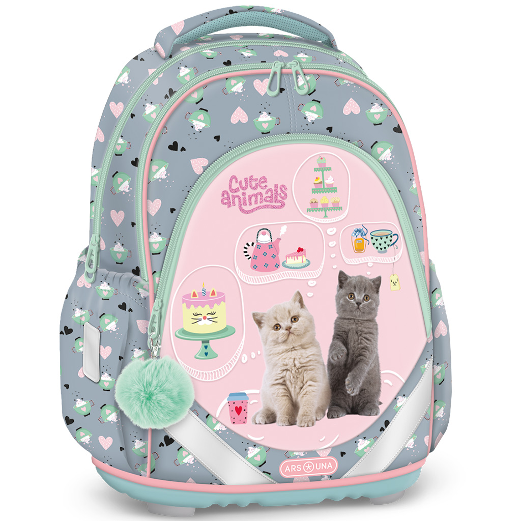 Ars Una: Cute Animals tea party cicás anatómiai iskolatáska, hátizsák 33×43×22cm kép 1