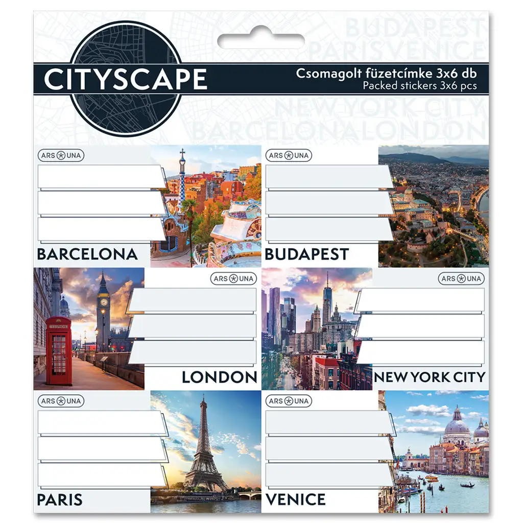 Ars Una: Cityscape csomagolt füzetcímke 3x6 db-os kép 1