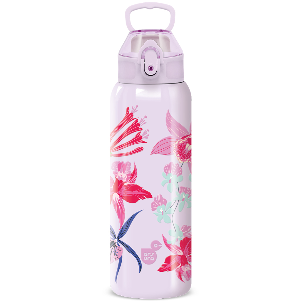 Ars Una: 3D Beach Flowers lila duplafalú fémkulacs 700ml kép 1