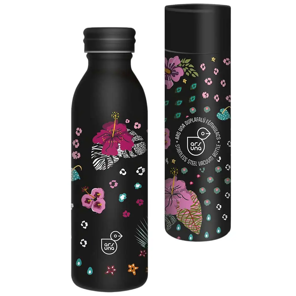 Ars Una: Black Hibiscus duplafalú fém kulacs díszdobozban 600ml