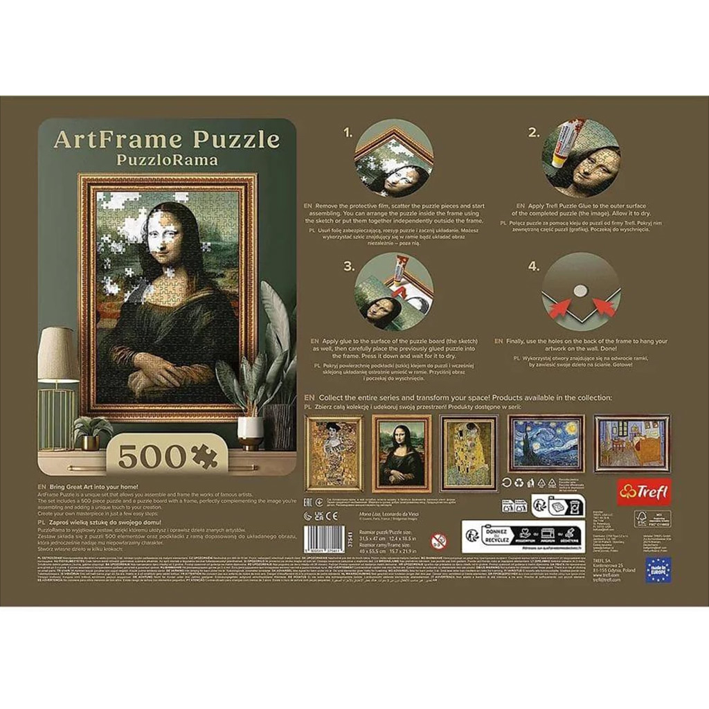 ArtFrame: Leonardo Da Vinci - Mona Lisa 500db-os puzzle kerettel - Trefl kép 3