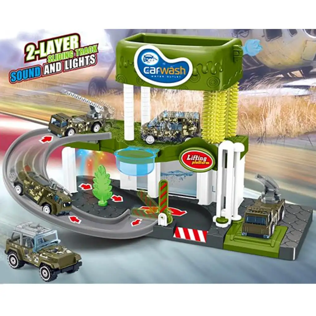 Emeletes autómosó katonai járművekkel, fénnyel és hanggal kép 2