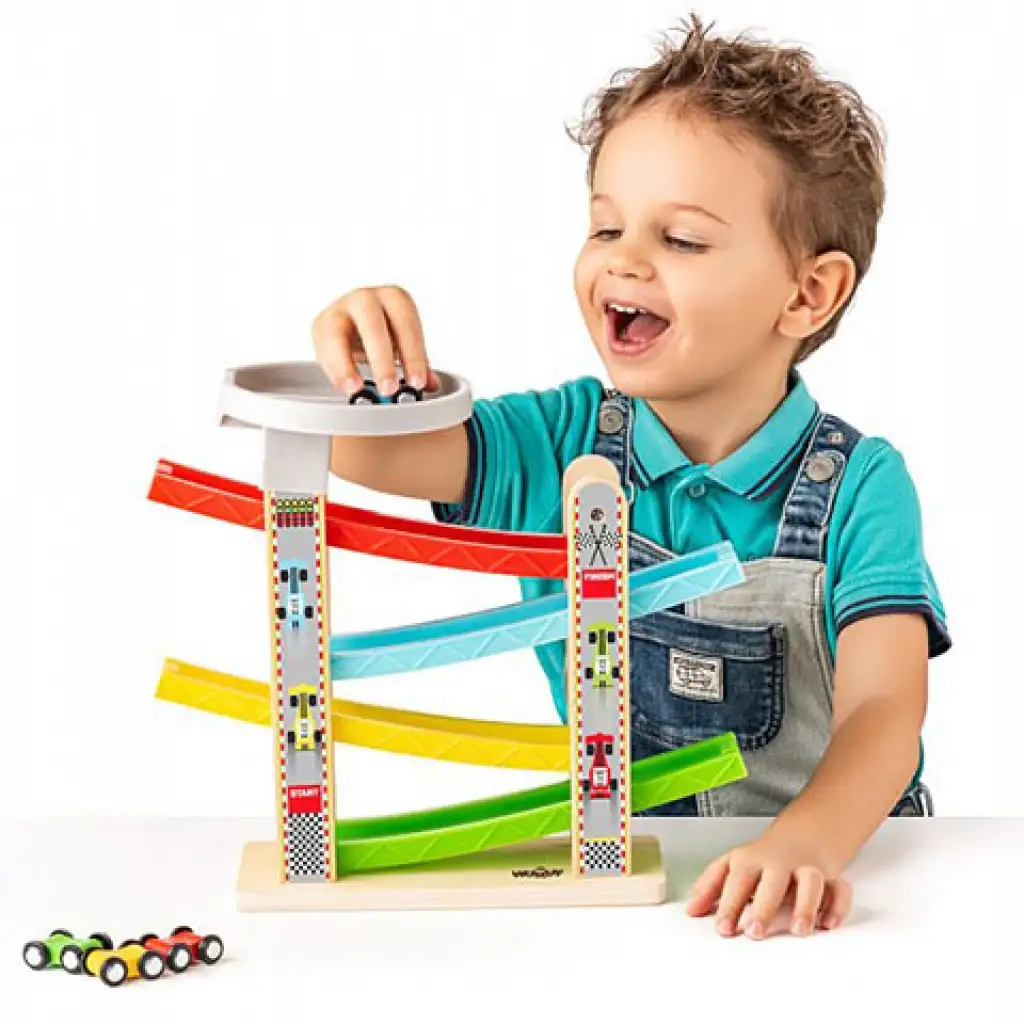 Autópálya szett négy darab kisíutóval játékszett - Woodyland kép 3