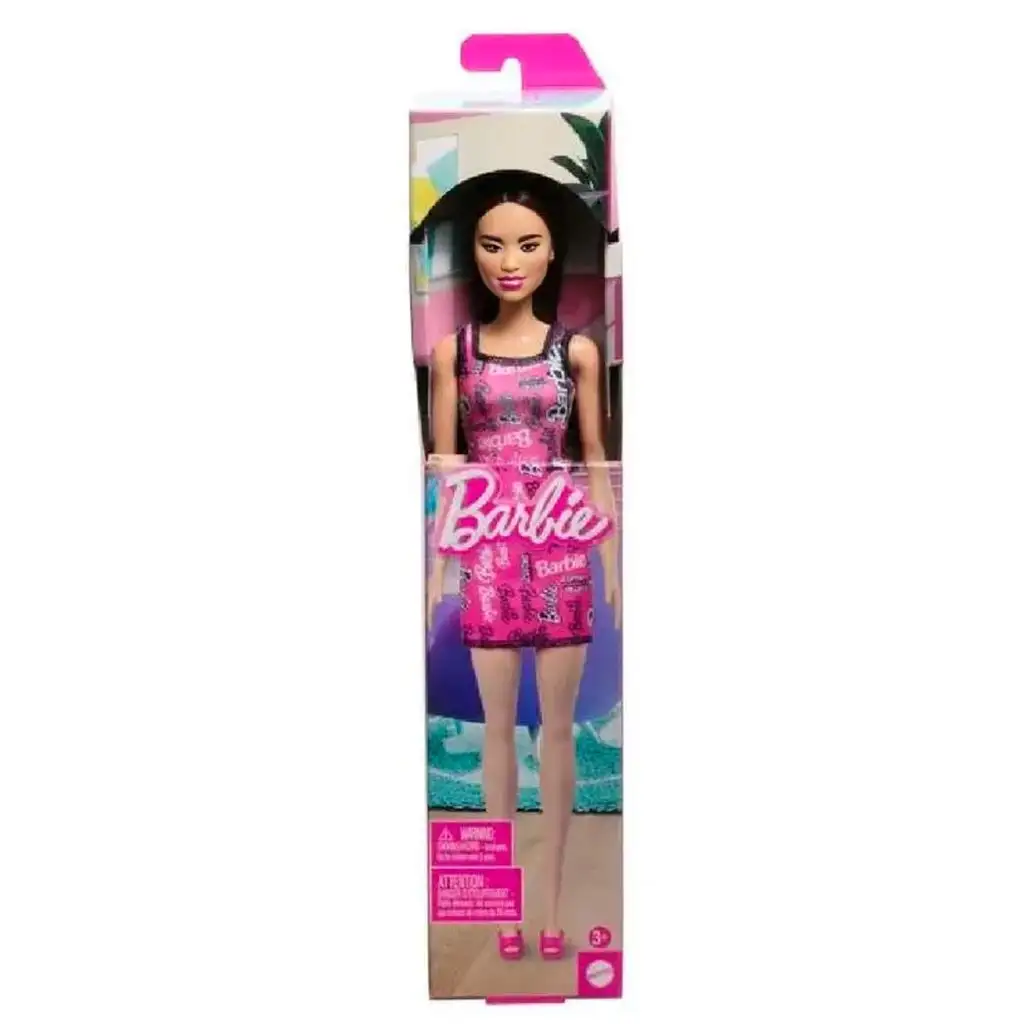 Barbie Chic barna hajú divatbaba rózsaszín Barbie ruhában - Mattel