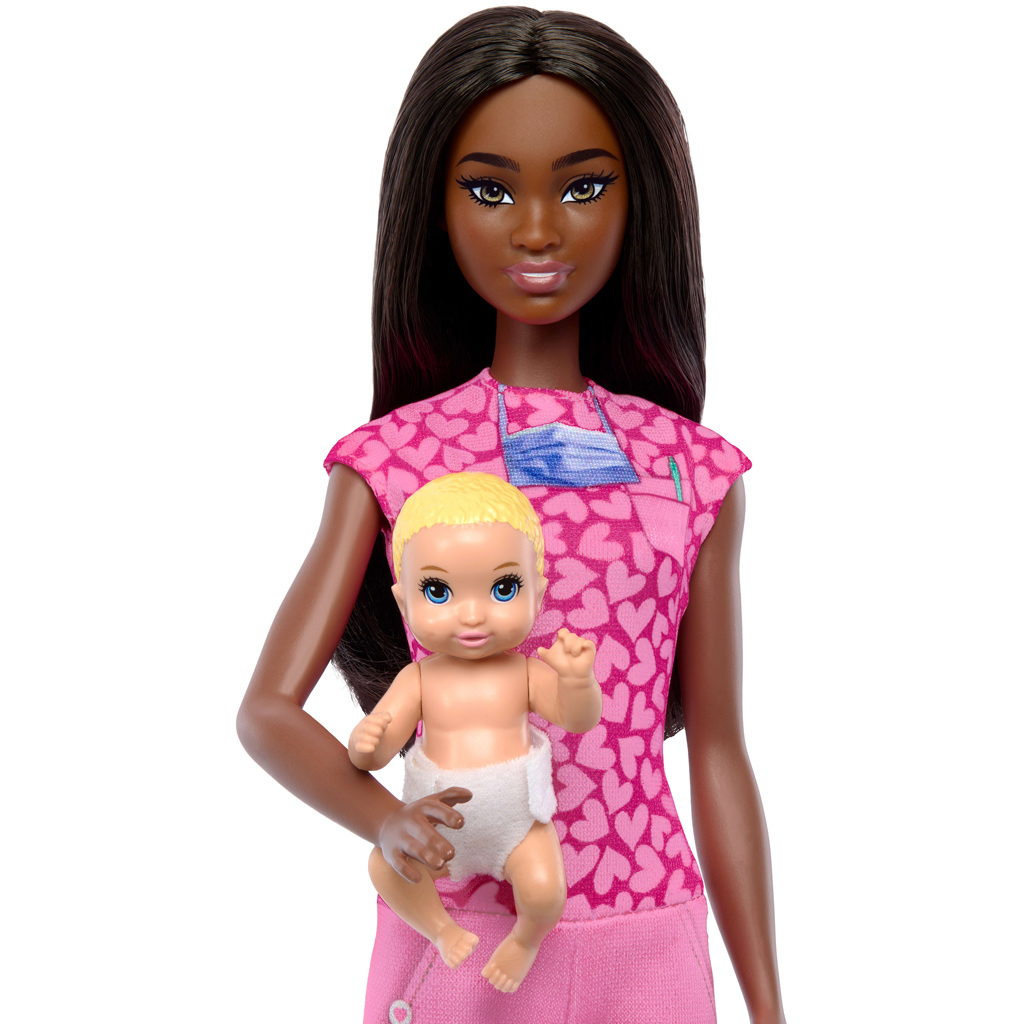 Barbie barna hajú gyerekorvos karrierbaba játékszett - Mattel kép 3