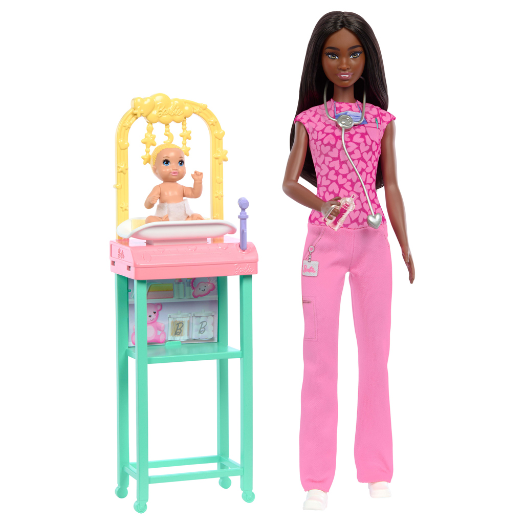 Barbie barna hajú gyerekorvos karrierbaba játékszett - Mattel kép 2