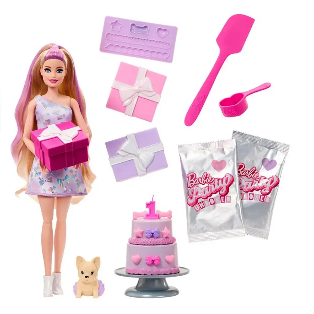 Barbie: Party Reveal meglepetés baba Francia buldog kutyussal - Mattel kép 2