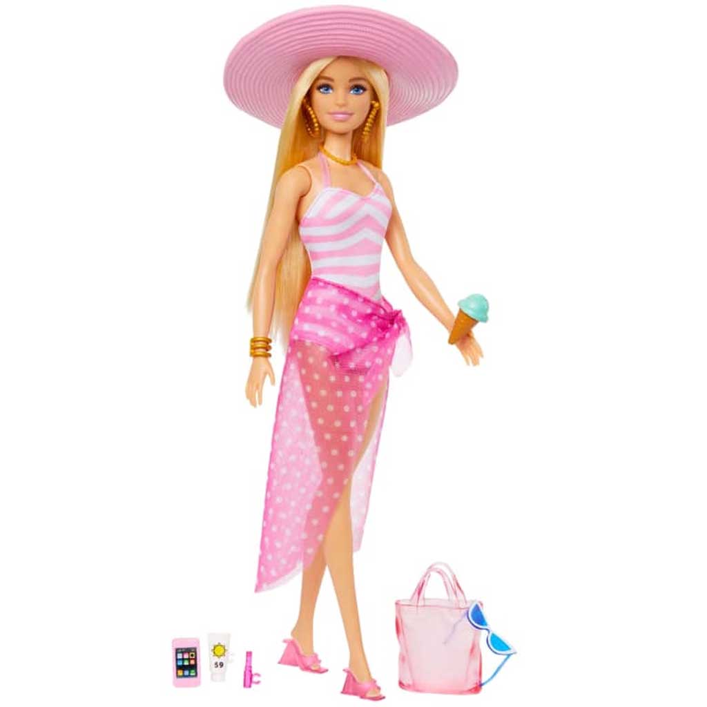 Barbie The Movie: Barbie Beach baba strandfelszereléssel - Mattel kép 3