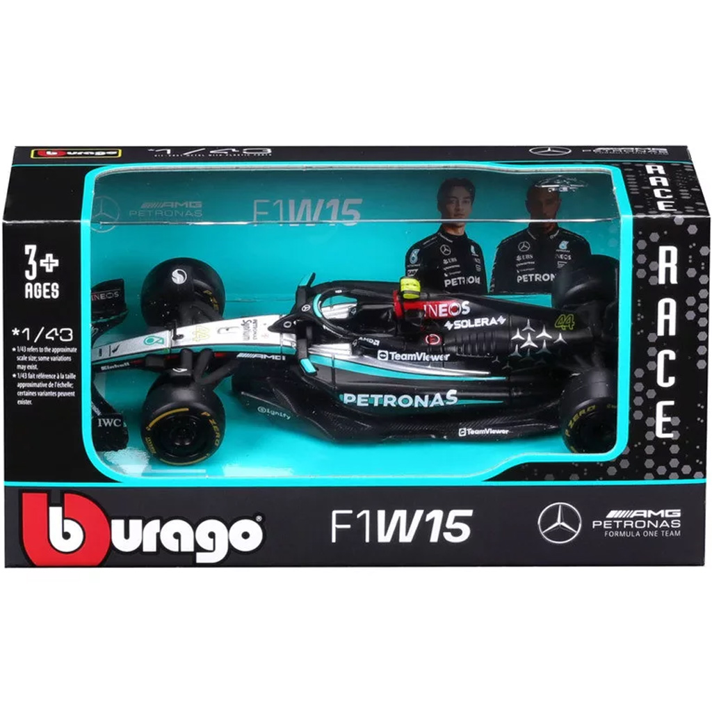 Bburago: Mercedes-AMG F1 W15 Performance F1 versenyautó fém autómodell 1/43 (Lewis Hamilton #44)