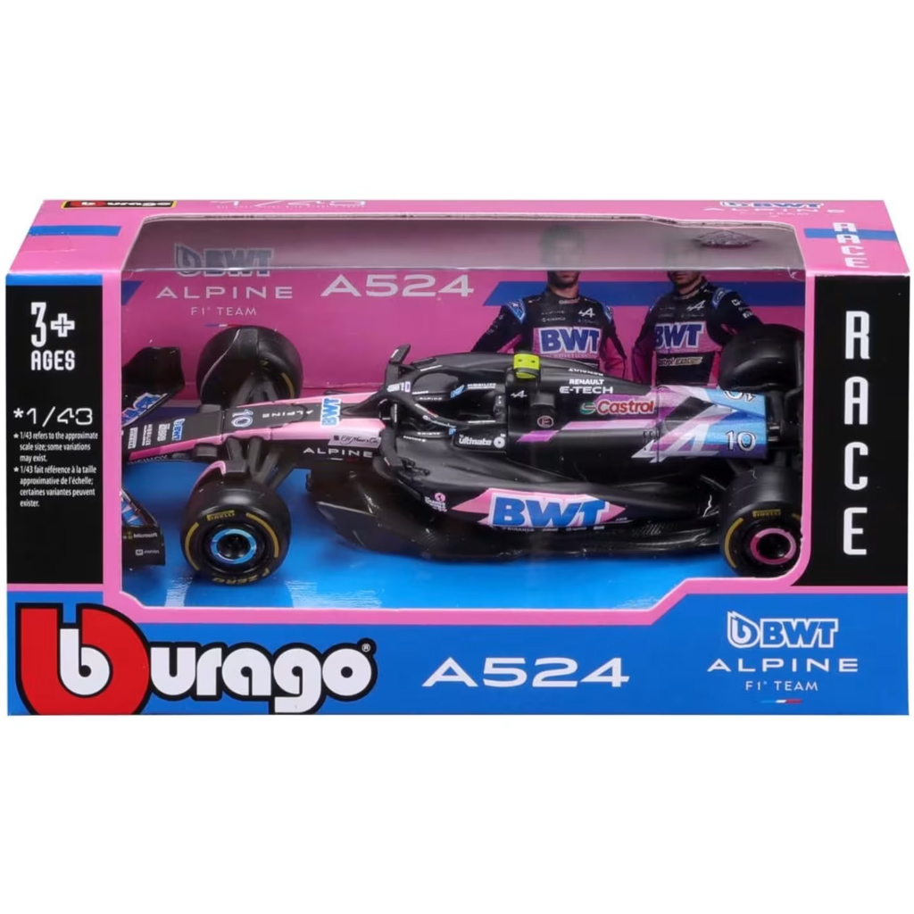 Bburago: BWT Alpine F1 Team A524 (2024) F1 versenyautó fém autómodell 1/43 (Pierre Gasly #10)
