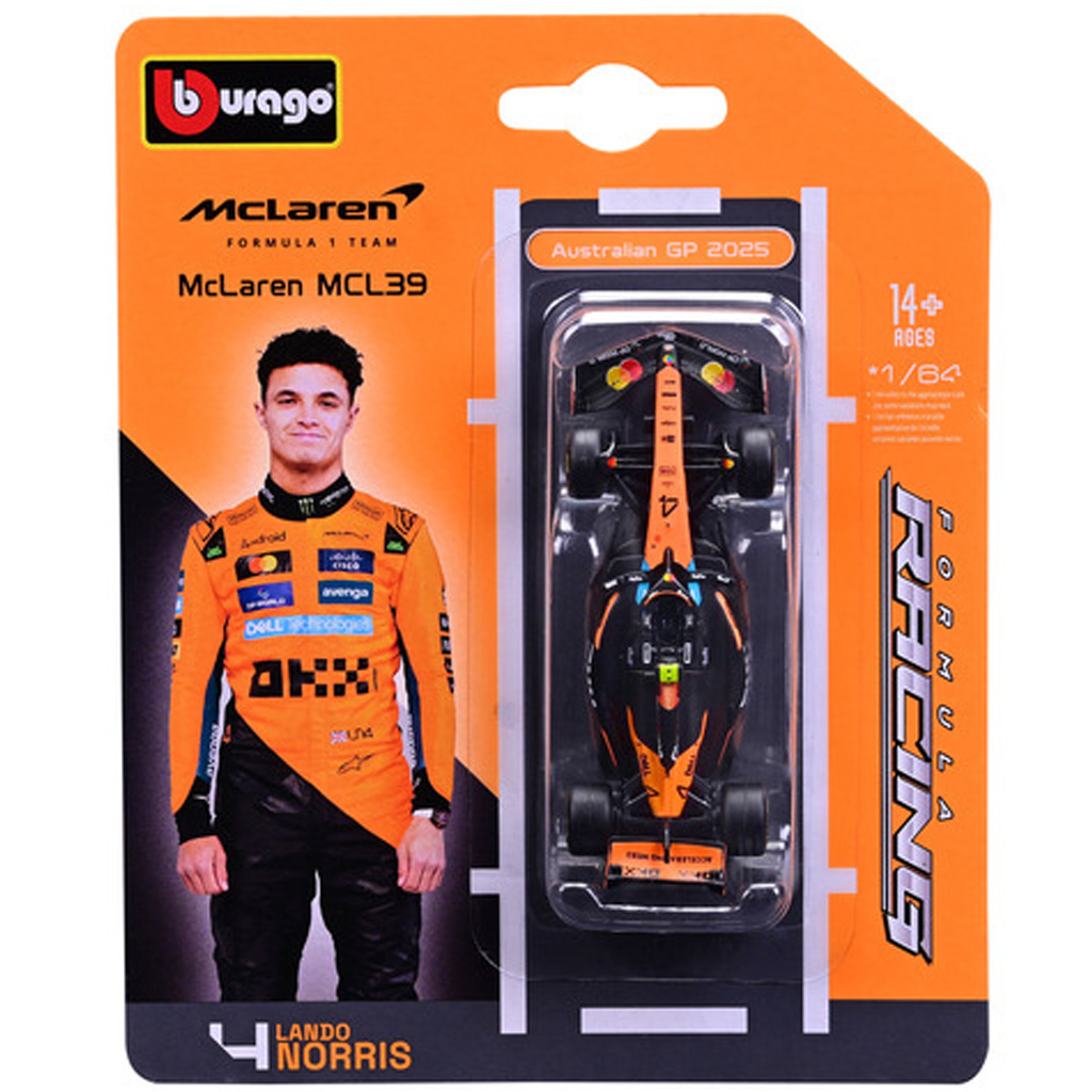 Bburago: McLaren MCL39 Norris F1 (2025) versenyautó fém autómodell 1/64 (Lando Norris #4) kép 1