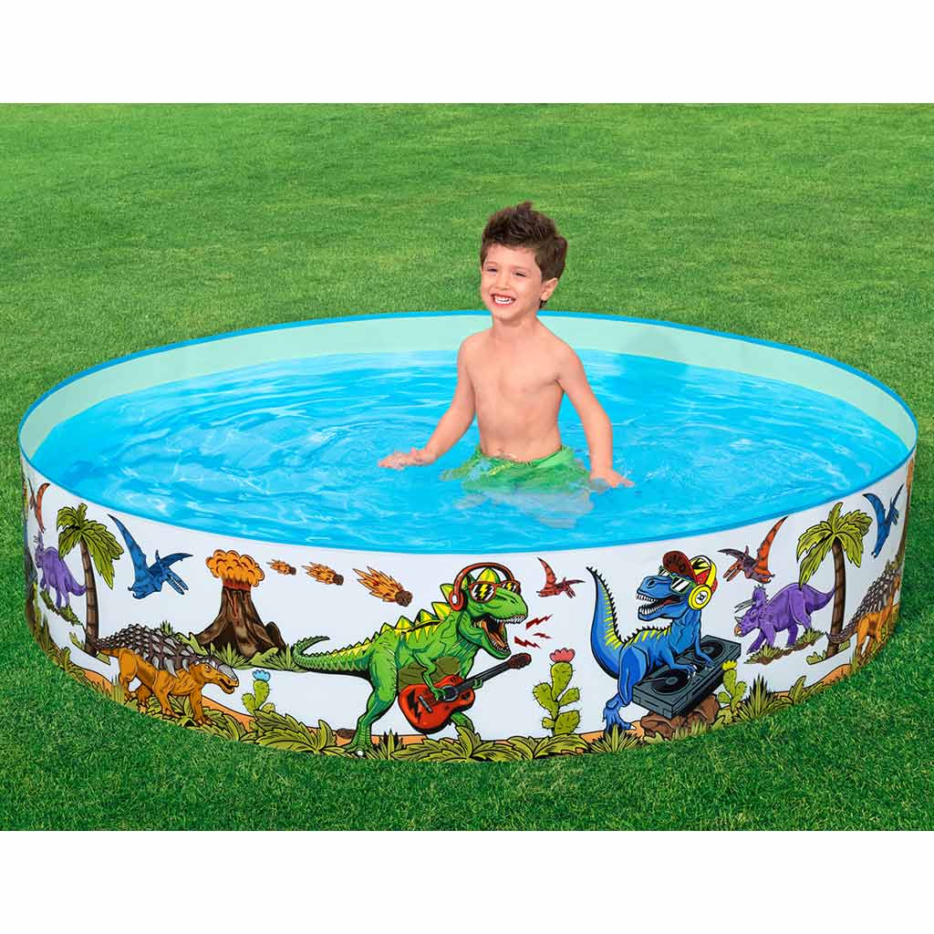 Bestway:  Fill 'n Fun™ dinoszauruszos merevfalú pancsoló medence Ø 183 x 38 cm kép 4