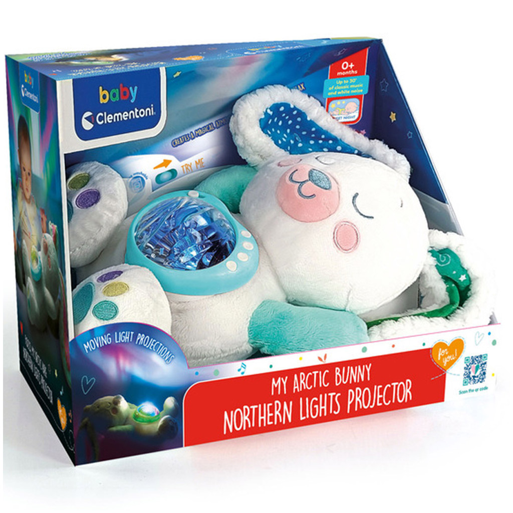 Plüss nyuszi északi fény projektor - Clementoni baby