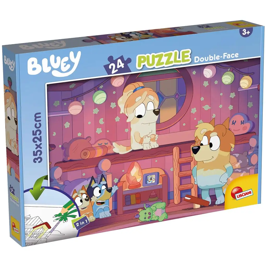 Bluey esti mese 2 az 1-ben 24db-os puzzle és színező 35x25cm - Lisciani