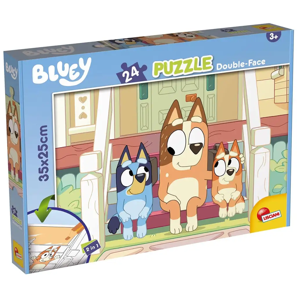 Bluey kutyusok a lépcsőn 2 az 1-ben 24db-os puzzle és színező 35x25cm - Lisciani