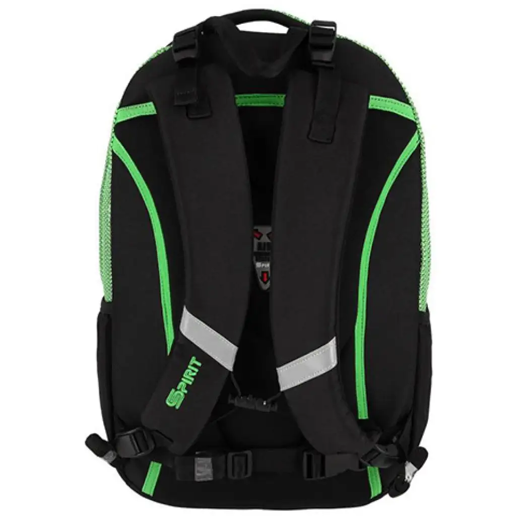 Spirit: Campus fekete és zöld lekerekített iskolatáska, hátizsák 46x33x22cm kép 2