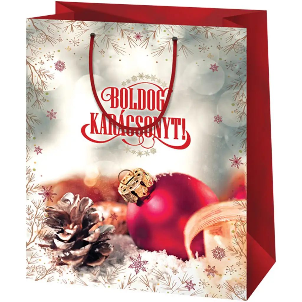 Cardex: "Boldog Karácsonyt! feliratú ünnepi közepes méretű ajándéktáska 17x10x23cm