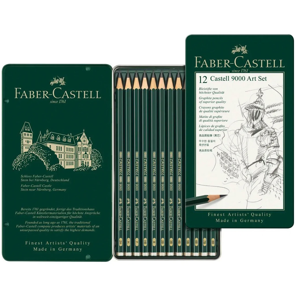 Faber-Castell: Castell 9000 Grafitceruza 12db-os szett fém dobozban kép 2