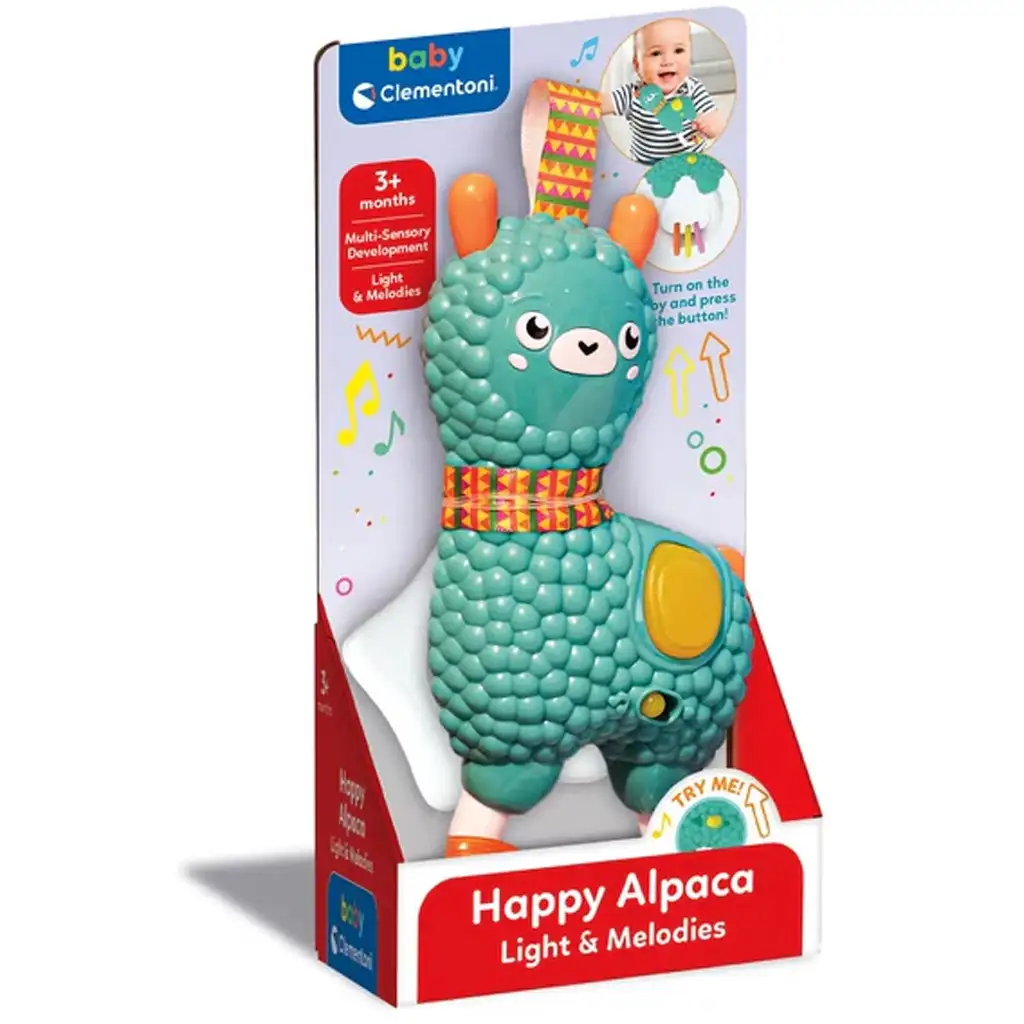Boldog alpaka interaktív csörgő fénnyel és hanggal - Clementoni