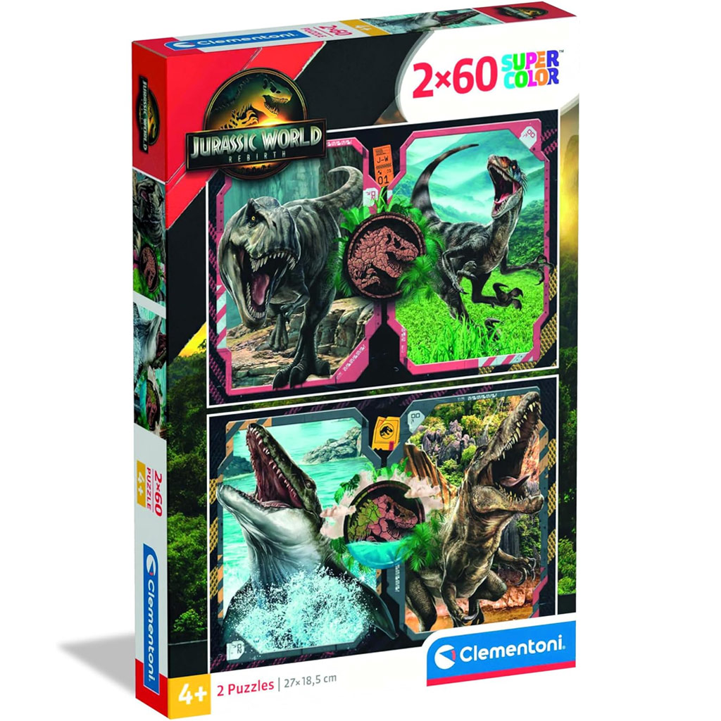 Jurassic World újjászületés 2x60db-os Supercolor puzzle - Clementoni