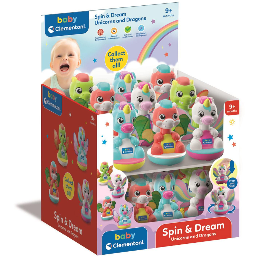 Baby Spin & Dream unikornis és sárkány babajáték 1db - Clementoni