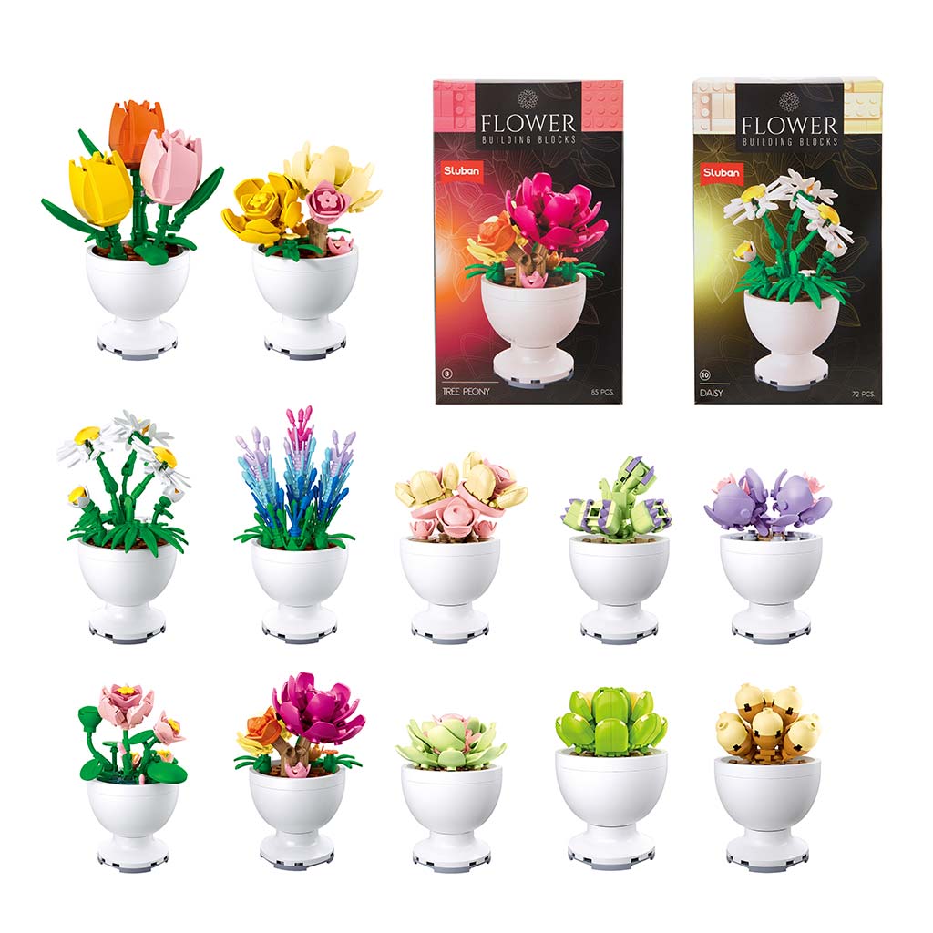 Sluban építőjáték - Gyűjthető cserepes virágok