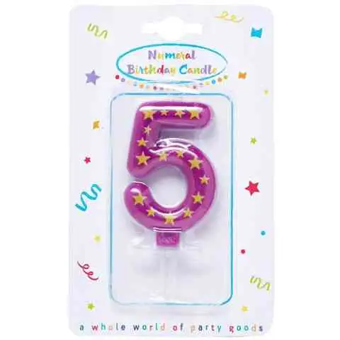 Csillagos számgyertya 5-ös