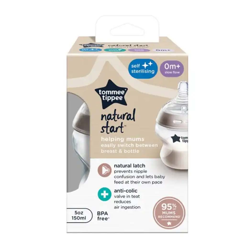 Tommee Tippee: Closer To Nature átlátszó cumisüveg 150ml  (0 hó+)