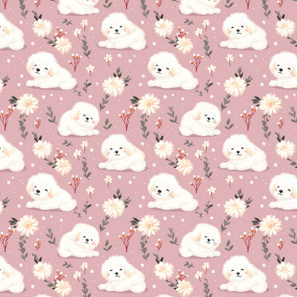 Fehér kutyusos csomagolópapír 100x70cm