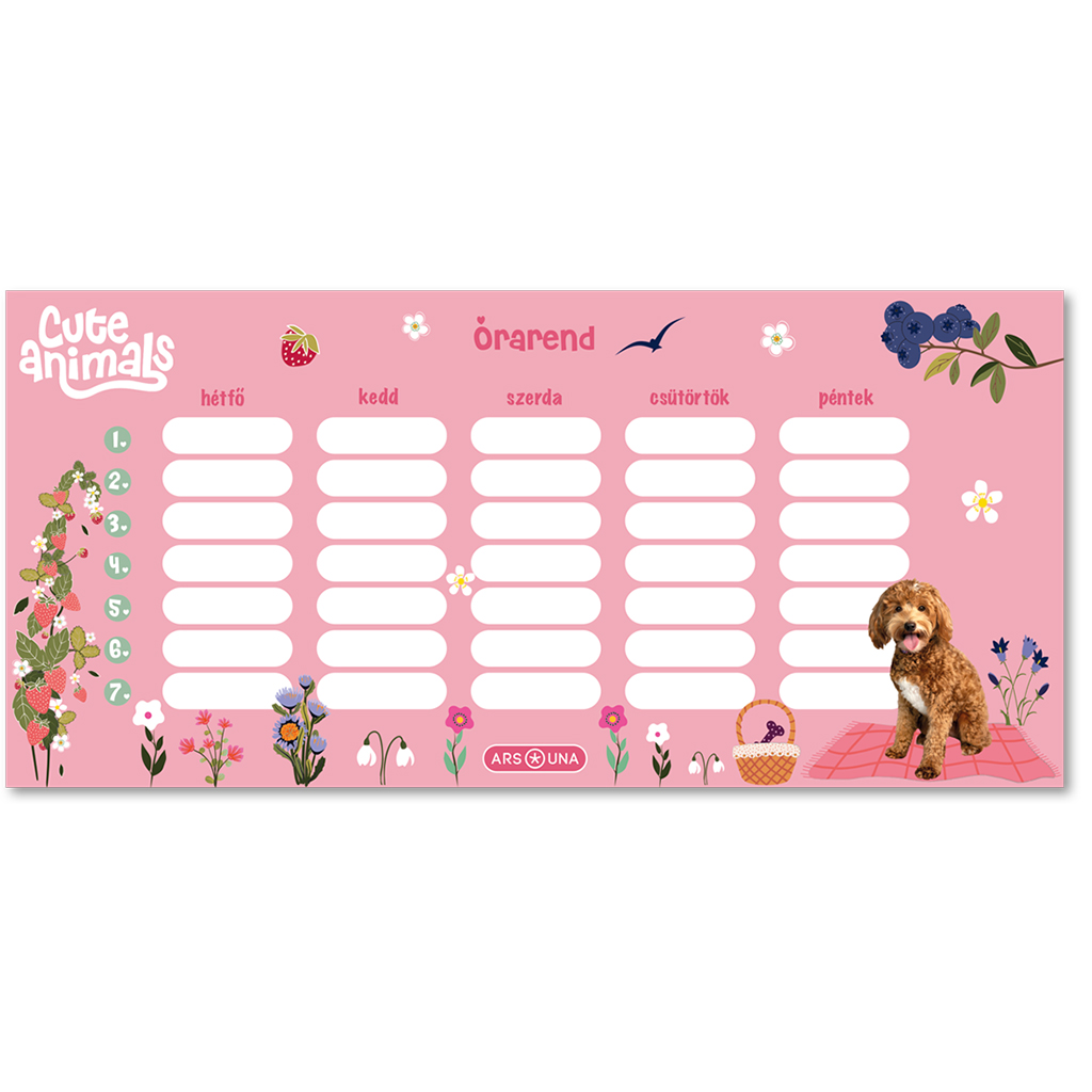 Ars Una: Cute Animals-doggie egylapos, kétoldalas órarend kép 1