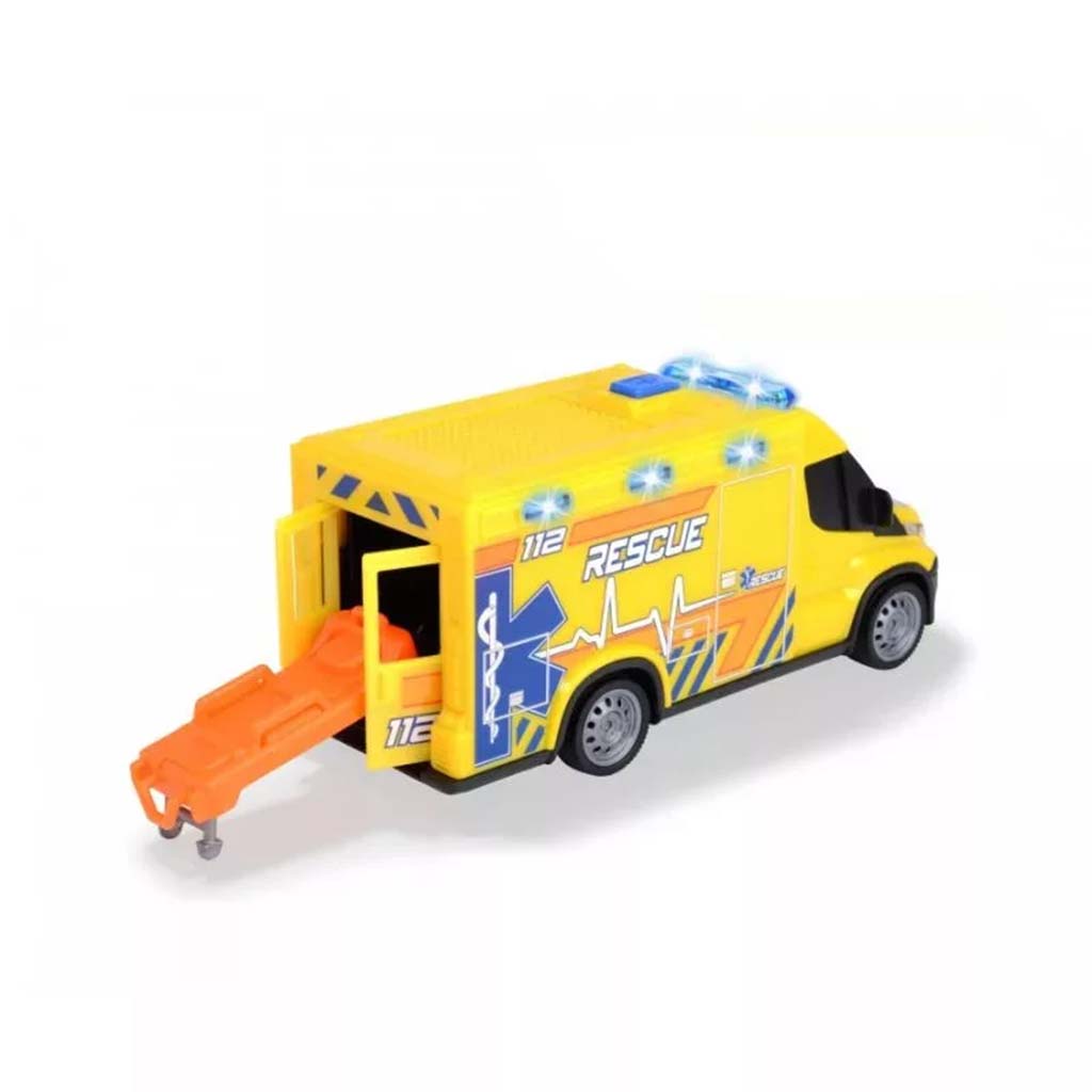 SOS Iveco mentőautó hanggal és fénnyel 18cm-es - Dickie Toys kép 2