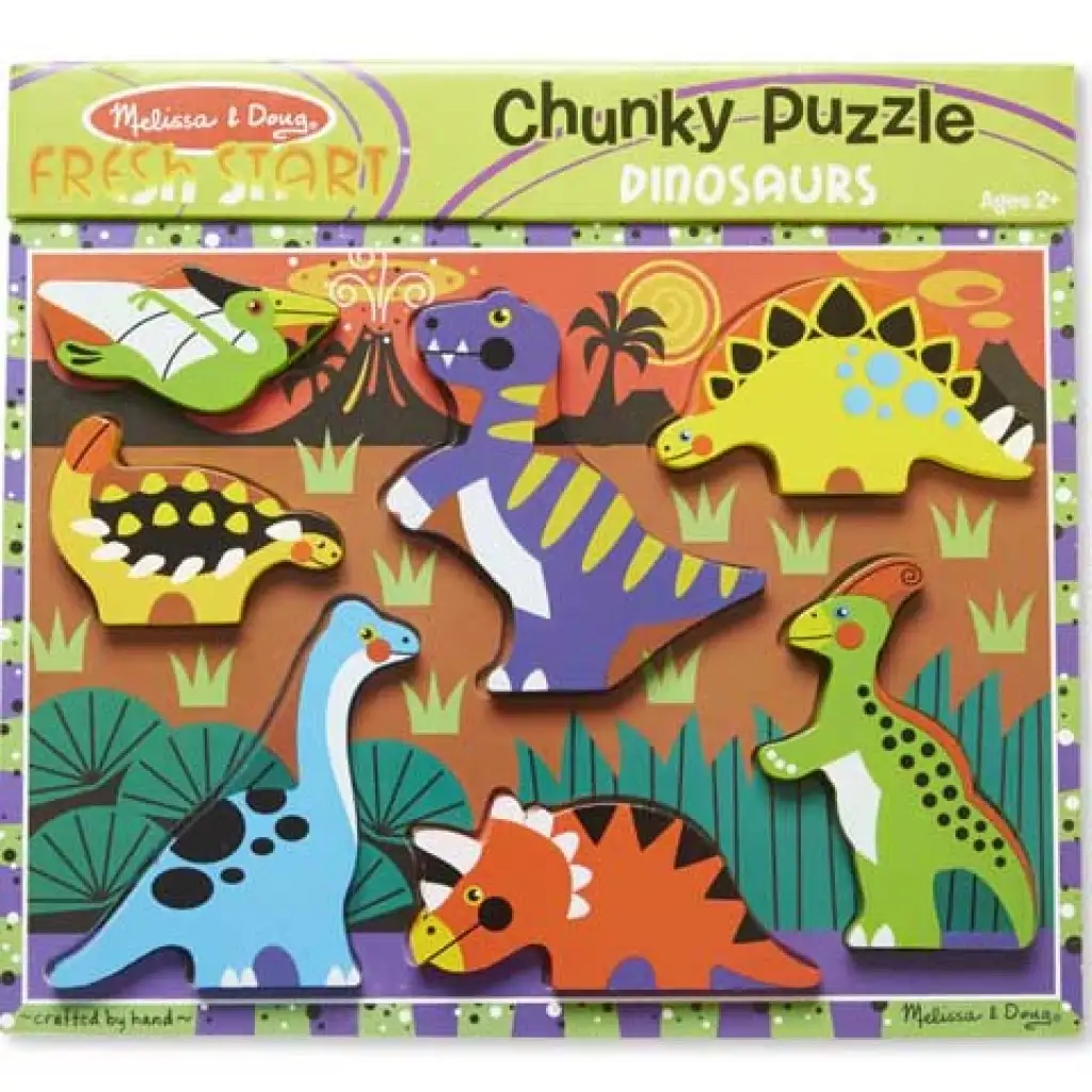 Dinók könnyen megfogható fa forma puzzle - Melissa & Doug