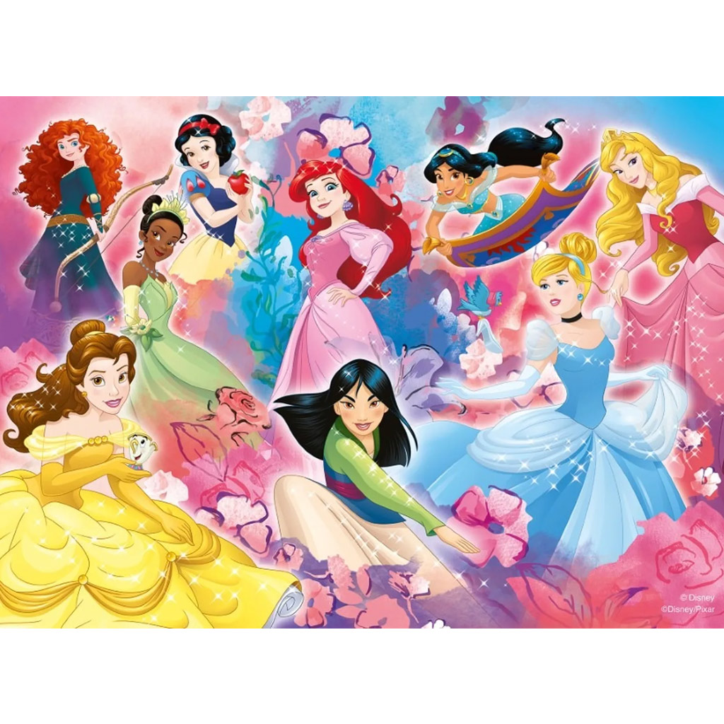 Disney hercegnők a csapat 2 az 1-ben 24db-os Eco maxi puzzle és színező 70x50cm - Lisciani kép 2