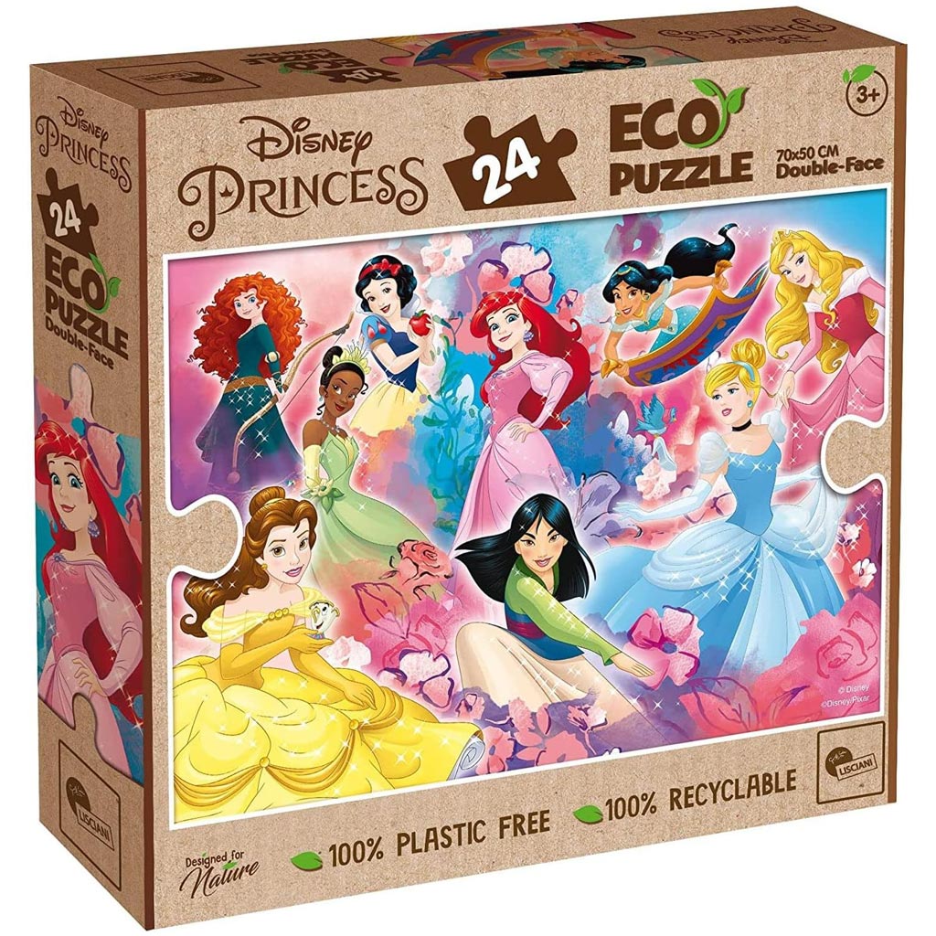 Disney hercegnők a csapat 2 az 1-ben 24db-os Eco maxi puzzle és színező 70x50cm - Lisciani kép 1