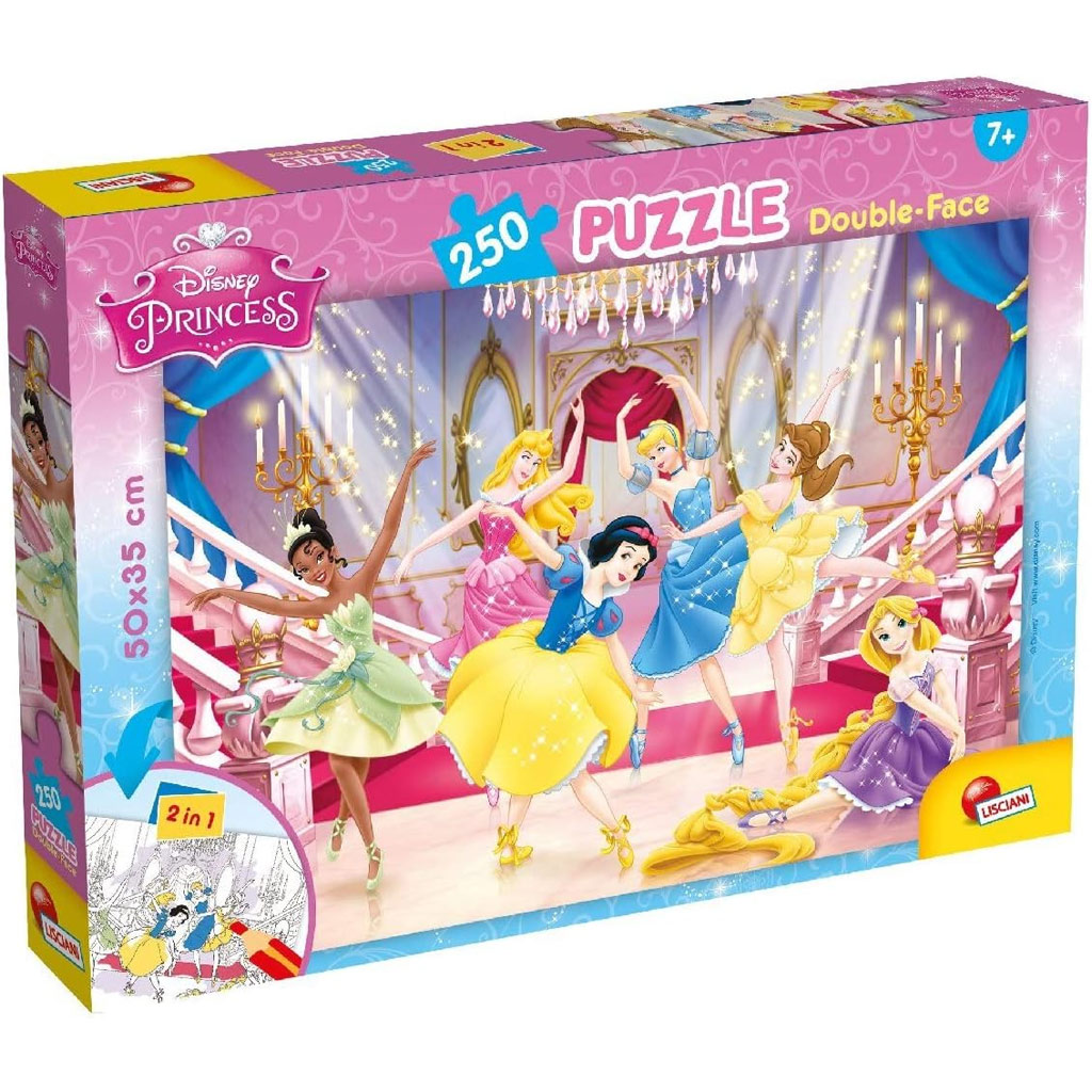 Disney Hercegnők 2 az 1-ben 250db-os puzzle és színező 50x35cm - Lisciani