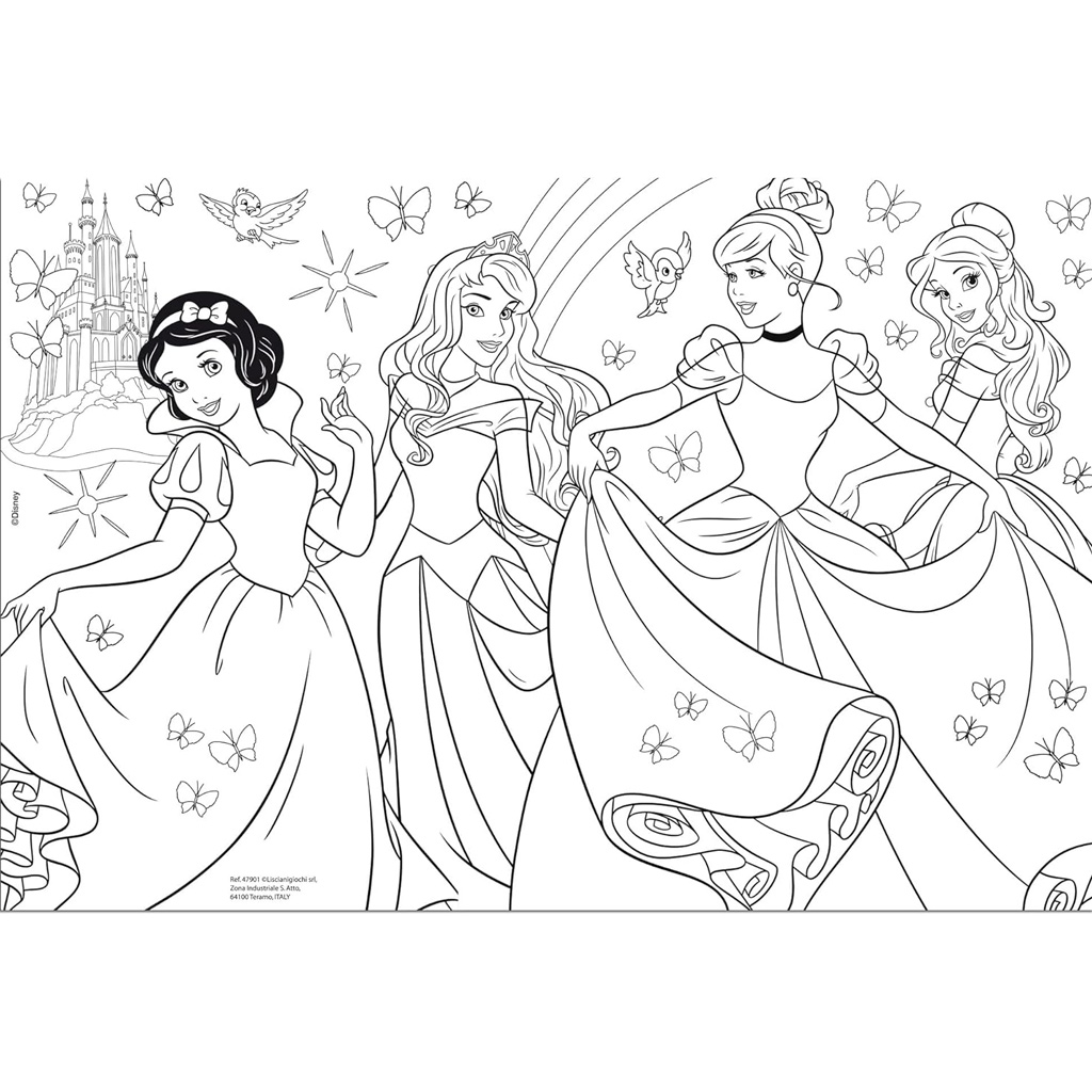 Disney Hercegnők 2 az 1-ben 60db-os puzzle és színező 50x35cm - Lisciani kép 3