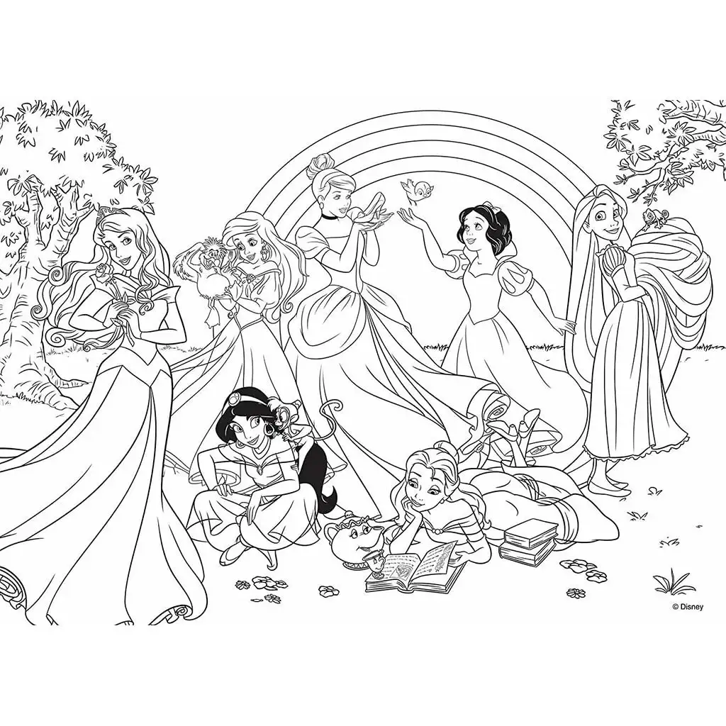 Disney Hercegnők 2 az 1-ben maxi 24db-os puzzle és színező 70x50cm - Lisciani kép 2