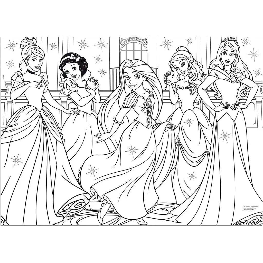 Disney Hercegnők 2 az 1-ben 60db-os maxi puzzle és színező 70x50cm - Lisciani kép 2